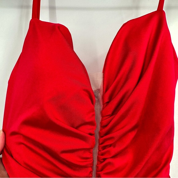 La Femme Red Sweetheart Chiffon Maxi Dress Trumpet Gown Size 00 - Picture 6 of 7